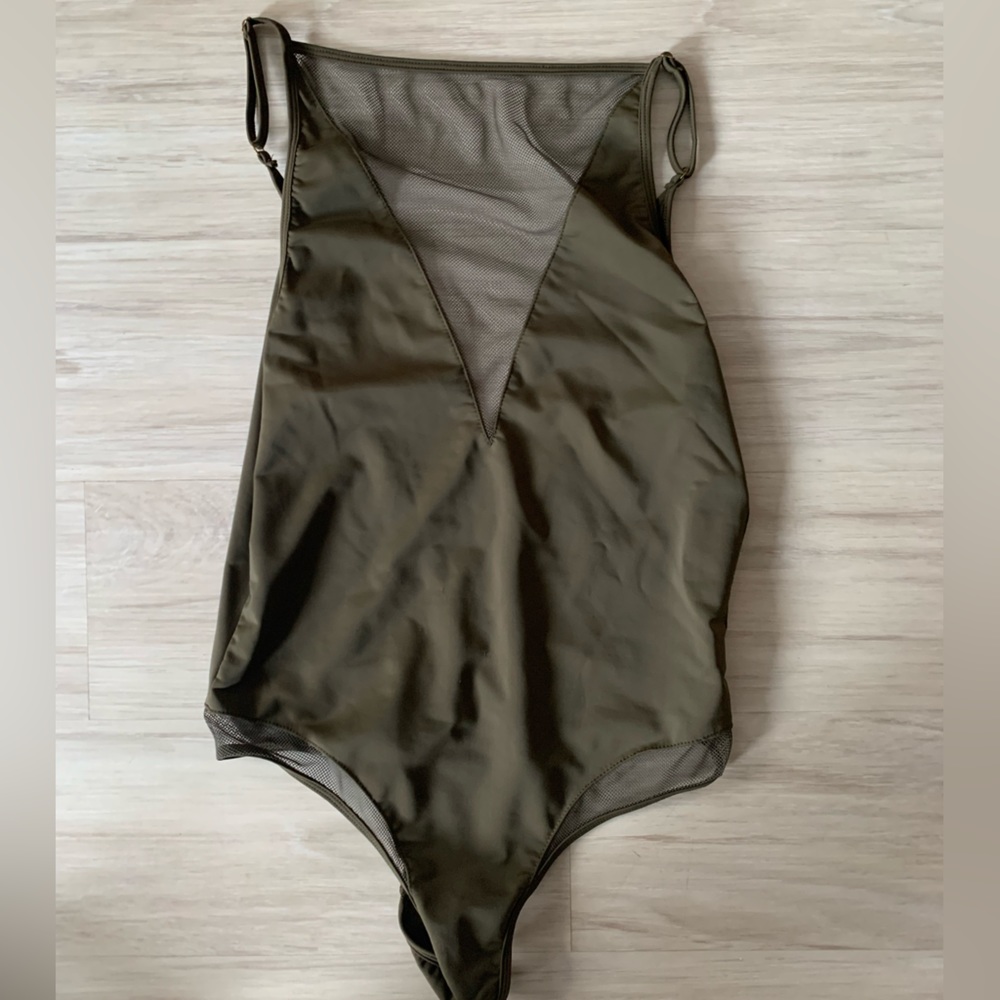 Bodysuit with sheer deep plunge
